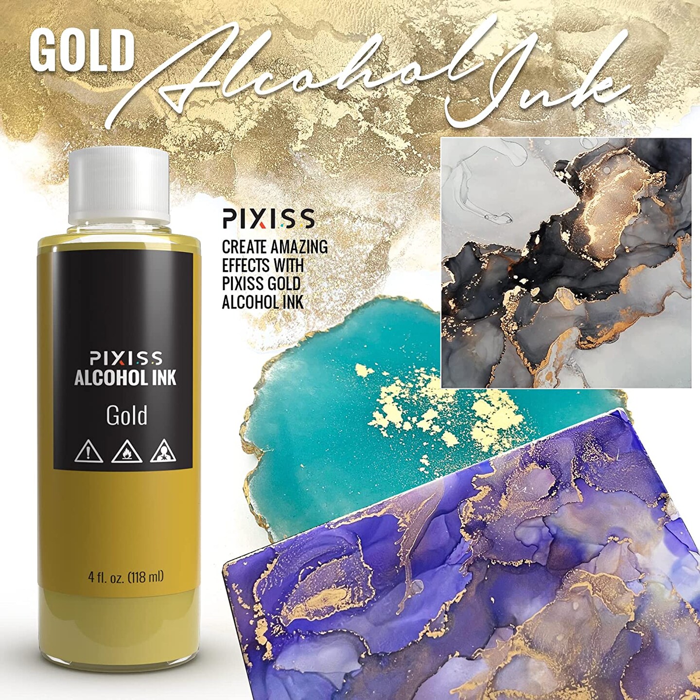 Pixiss Metallic Gold Alcohol Ink for Resin