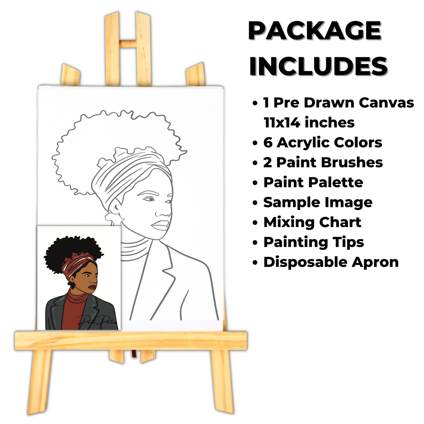 &#x22;Afro Sistah&#x22; DIY Canvas Art Kit, Adult Beginner, Acrylic Paint Size 11x14 inch