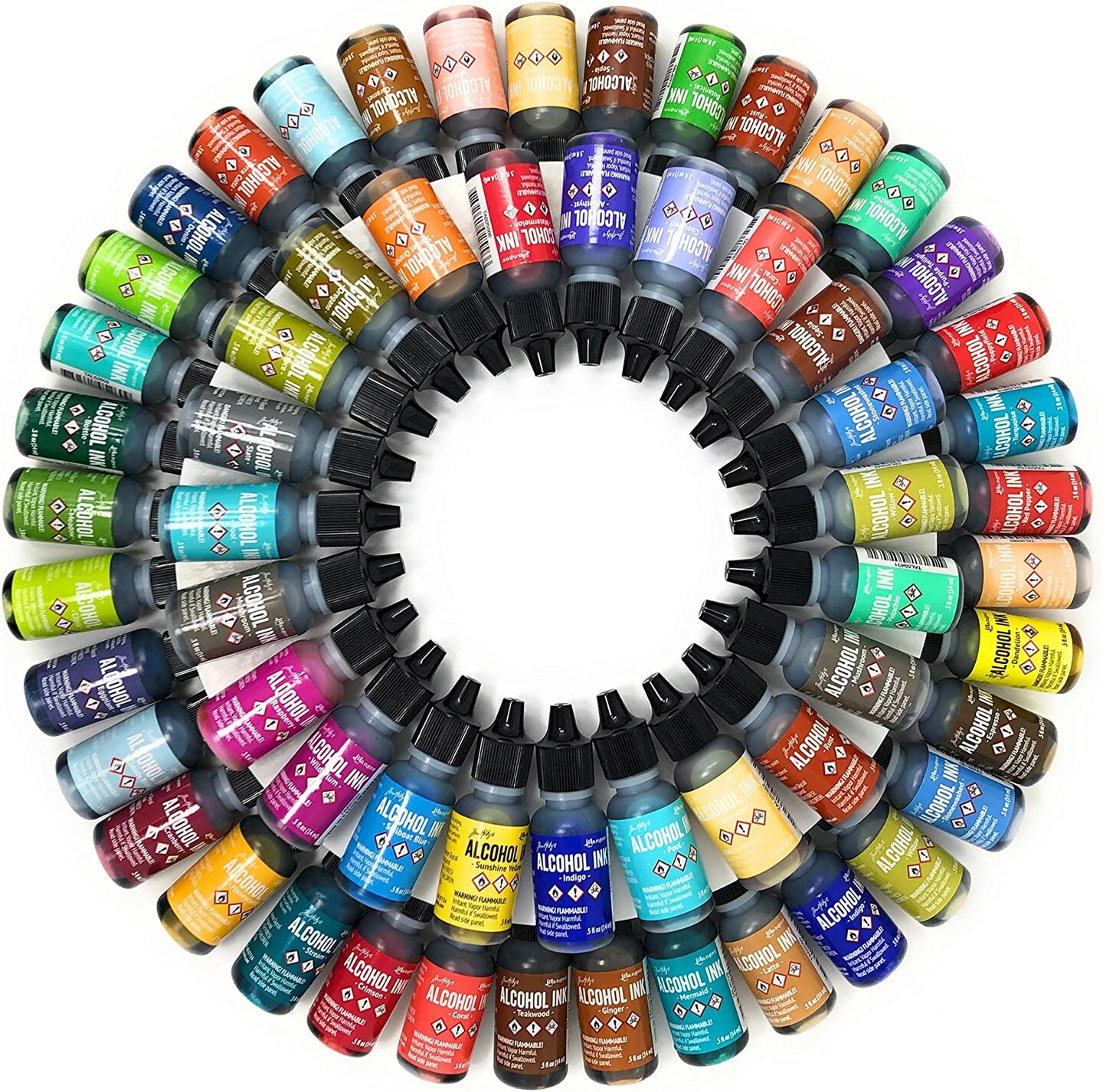 Ranger Alcohol Inks Set 50 Pack, Tim Holtz Brand Assorted Colors, No Duplicates