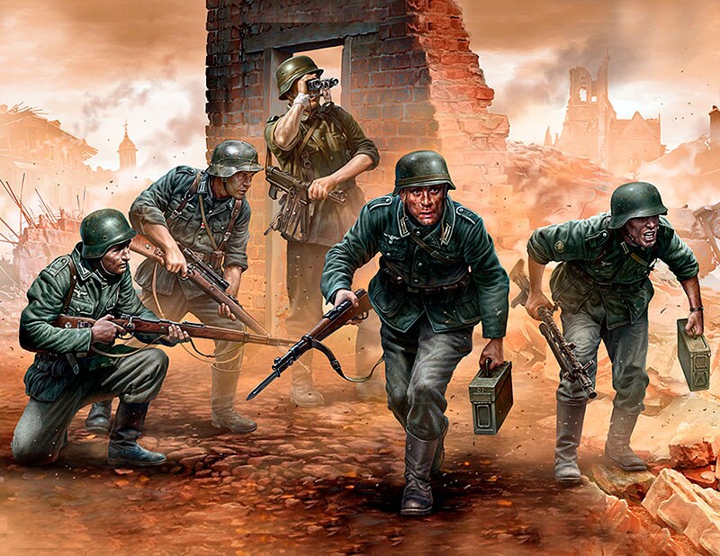 Master Box LTD  1/35 M German Infantry on the Move Under Fire WWII Era Early (x5) Plastic Model