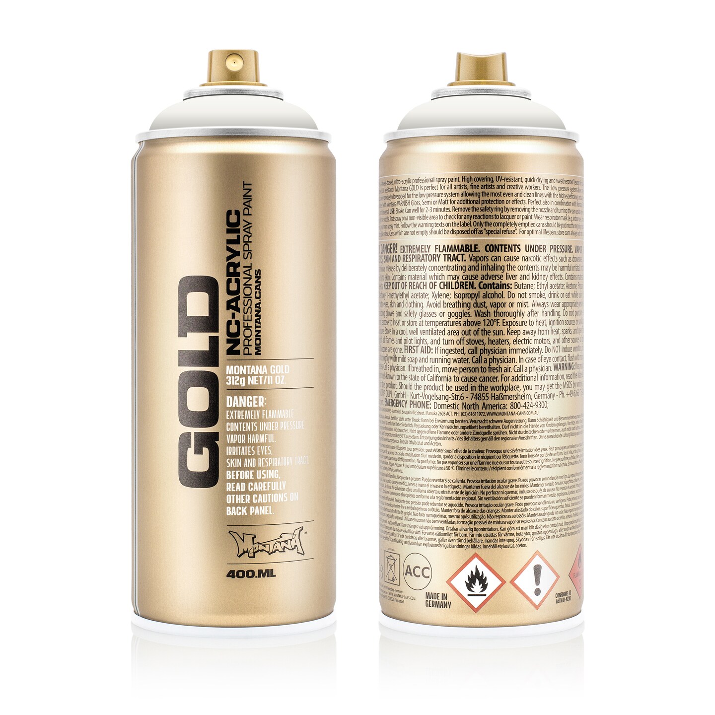 Montana Cans Gold Spray Paint, 400Ml, Ceramic