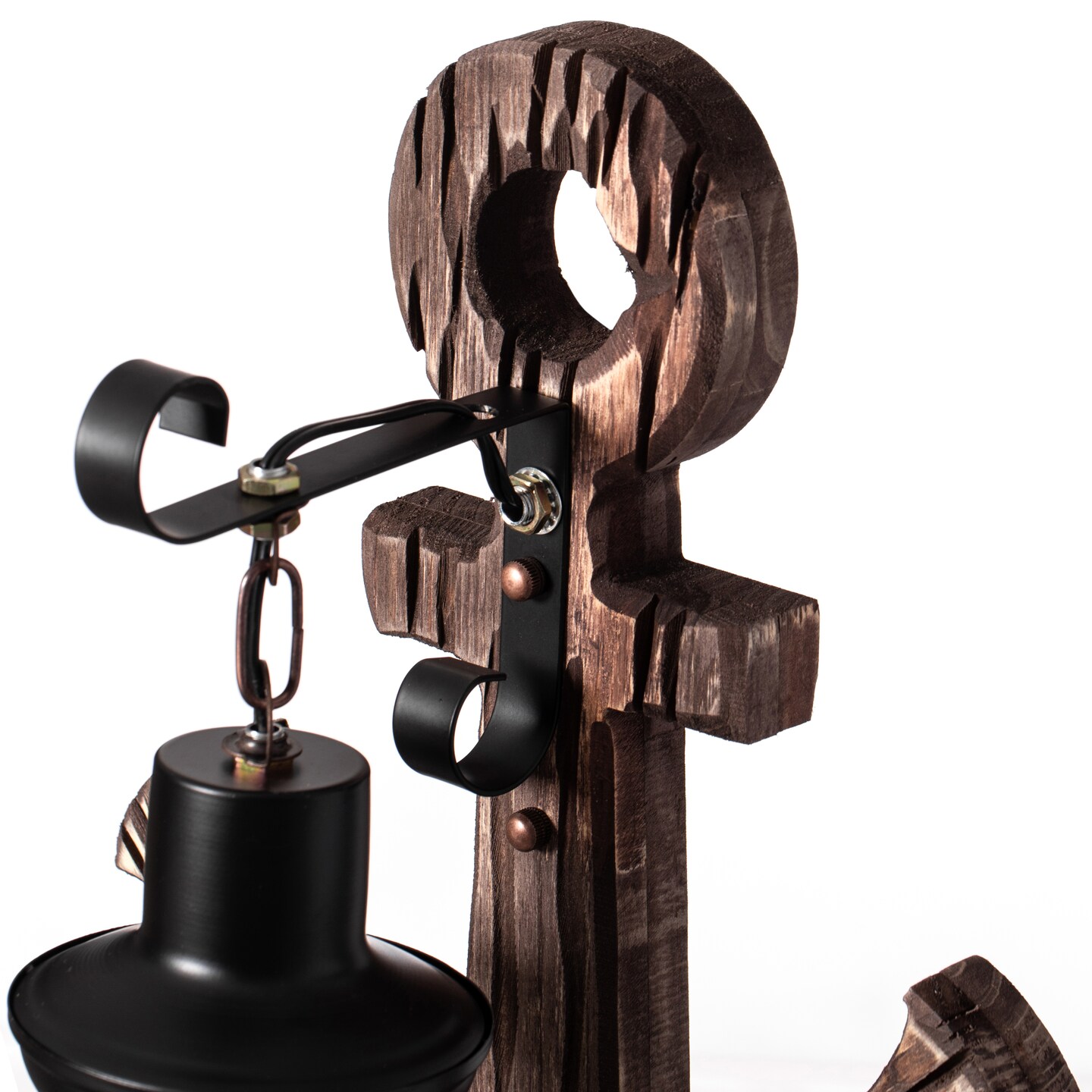 Vintage Industrial Anchor Shape Wooden Wall Lamp, Nautical Ship Wall Sconce Light, Rustic Anchor-shaped Wall Fixture, Anchor Design Wall Lantern, Coastal Boat Decor Lighting for Home Decor, Restaurant or Bar, Set of 2