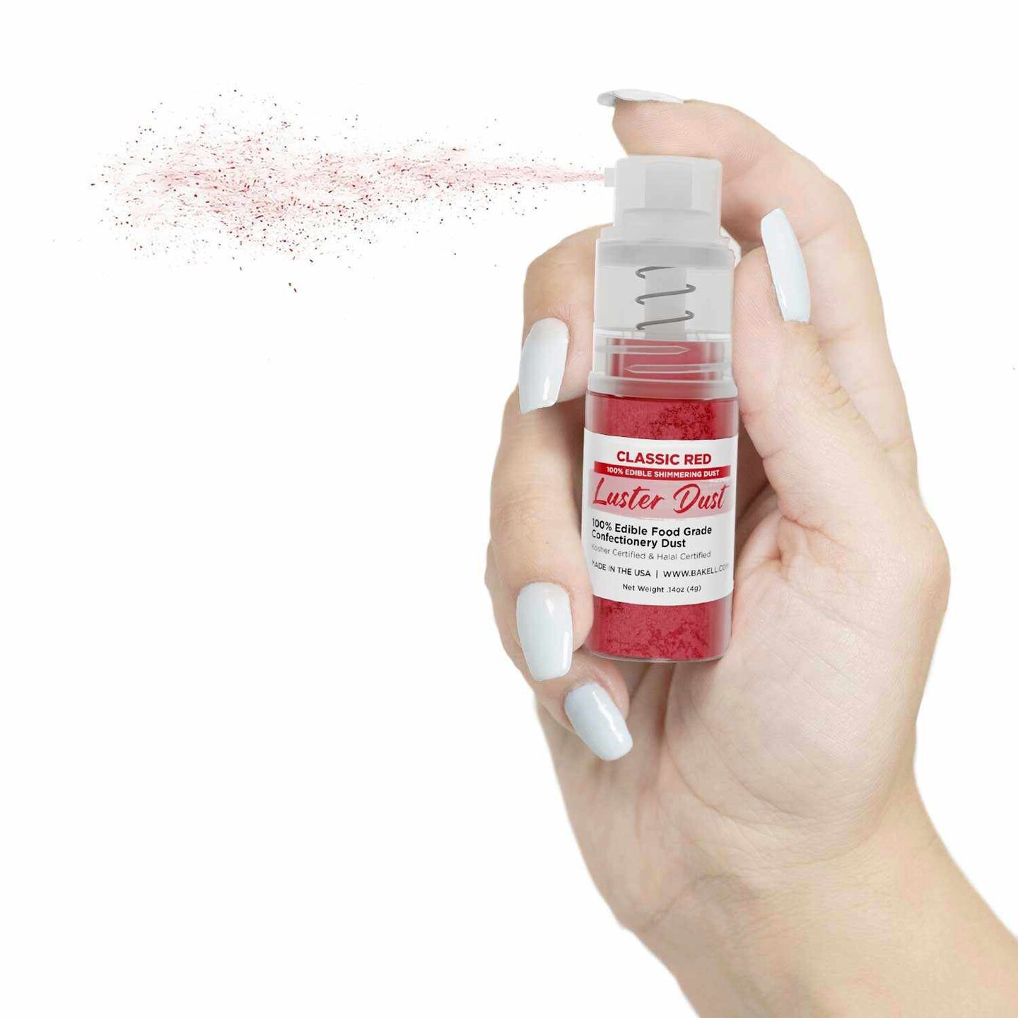 Classic Red Luster Dust Spray | Luster Dust Edible Glitter Spray Dust for Cakes, Cookies, Desserts, Paint. FDA Compliant (4 Gram Pump)