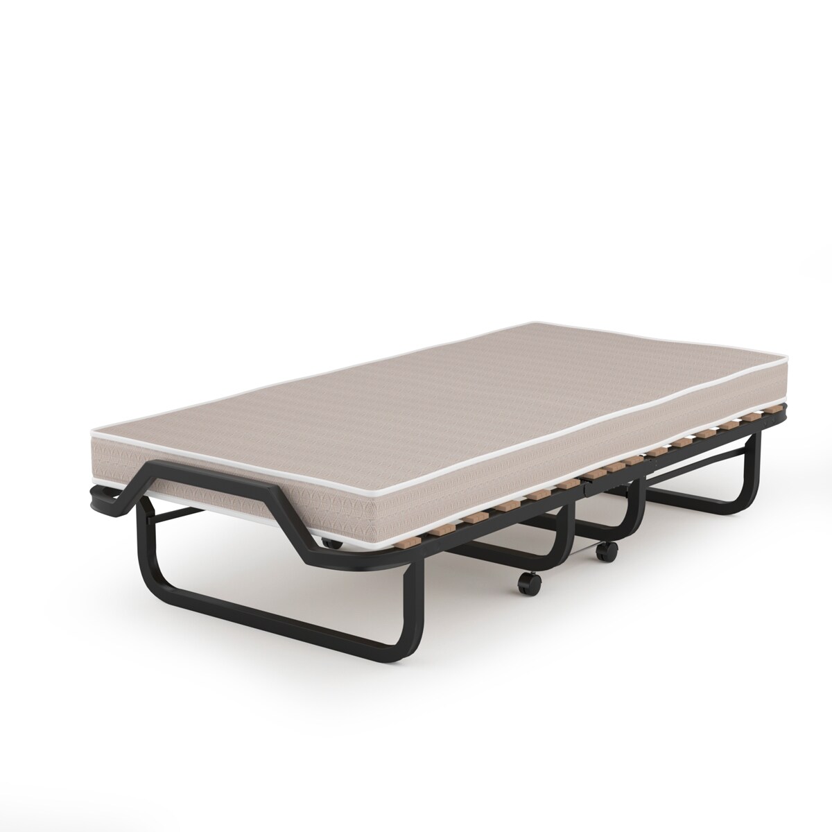 Costway Folding Bed Rollaway Guest Bed w/ Memory Foam Sturdy Metal Frame &#x26; Foam Mattress Living Room Guest Room Office Made in Italy