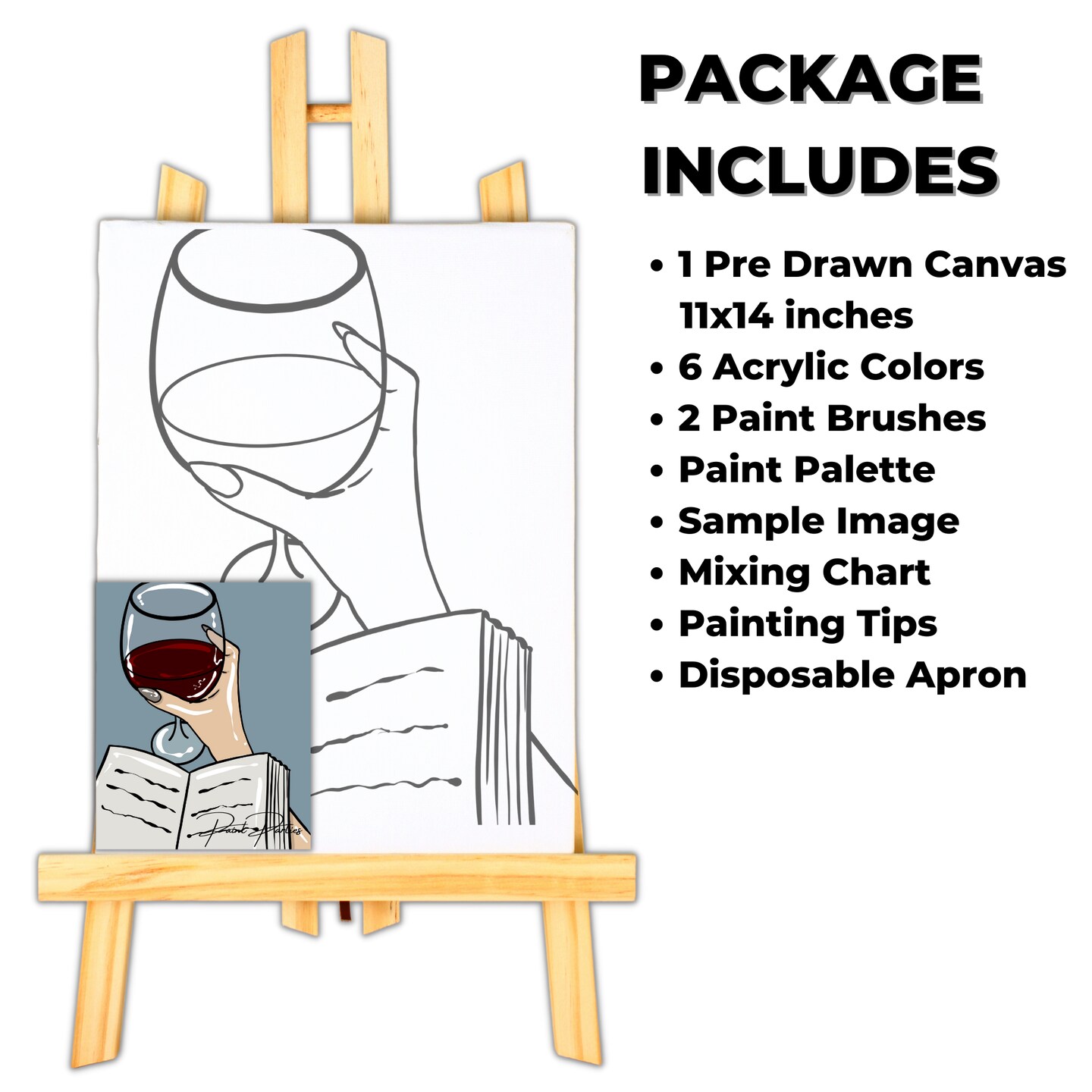 "Unwind" DIY Canvas Art Kit, Adult Beginner, Acrylic Paint Size 11x14 inch
