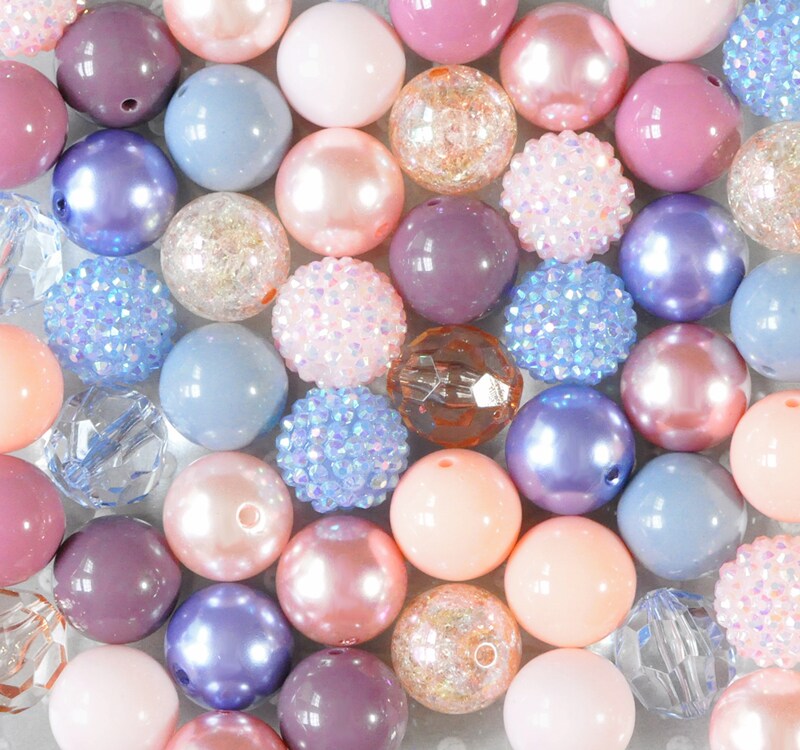 20mm Vintage Victorian acrylic bubblegum bead mix