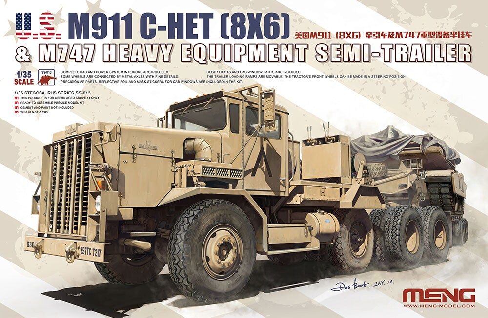 Meng  1/35 US M911 C-HET Heavy Tractor (8x6) &#x26; M747 Heavy Equipment Semi-Trailer Plastic Model