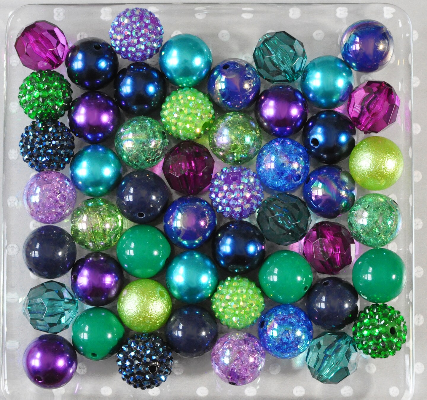 20mm Pretty Peacock acrylic bubblegum bead mix
