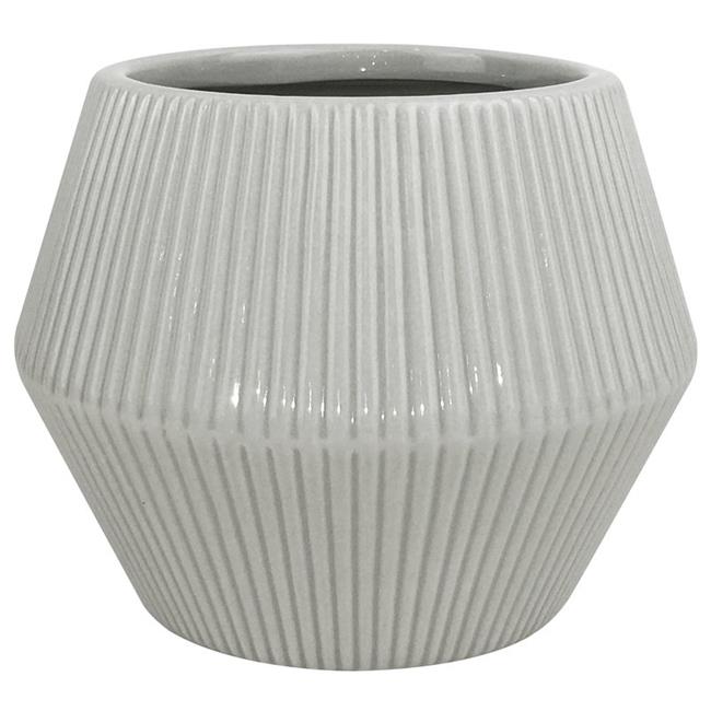 Trendspot  8 in. Dia. Rena Ceramic Planter, Light Gray - Pack of 2