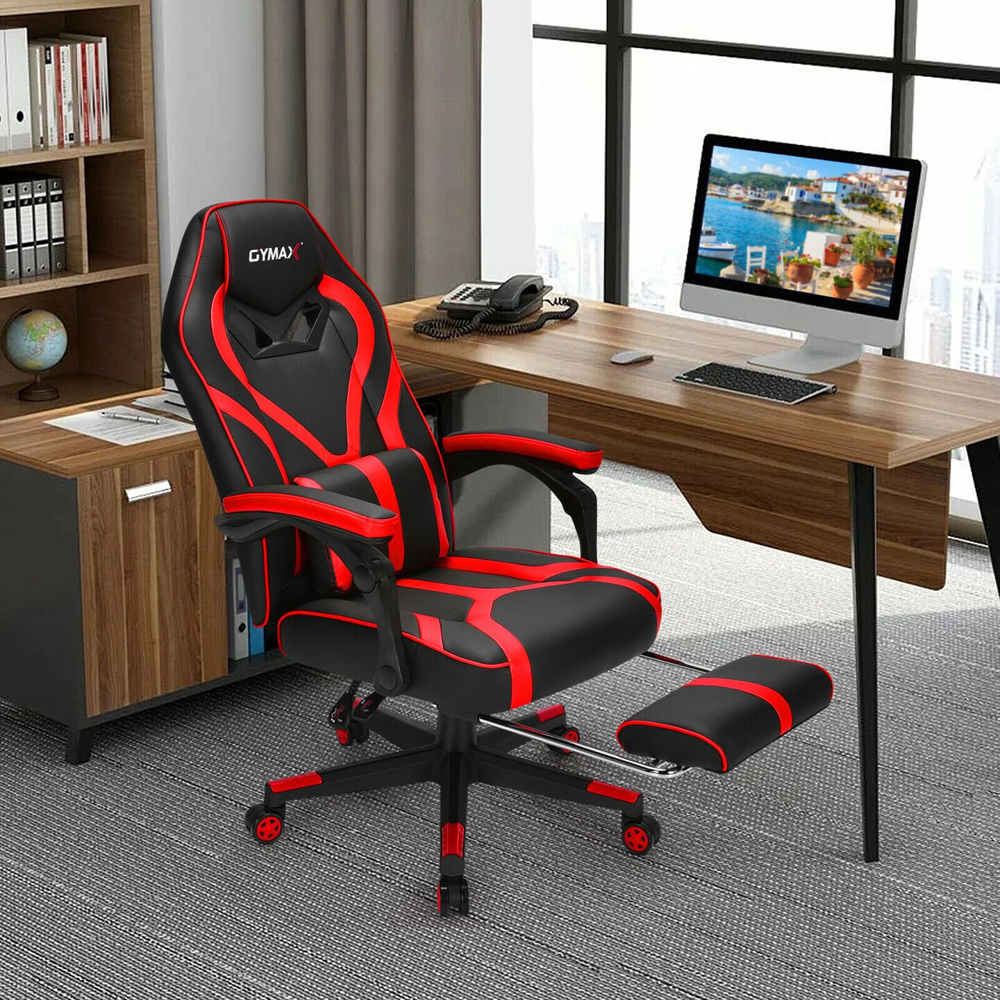 Costway Massage Gaming Chair Racing Recliner Computer Desk Chair w/Footrest