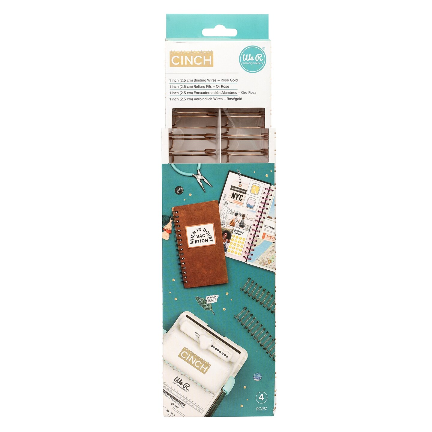 Cinch Wires 1&#x22; 4/Pkg-Rose Gold
