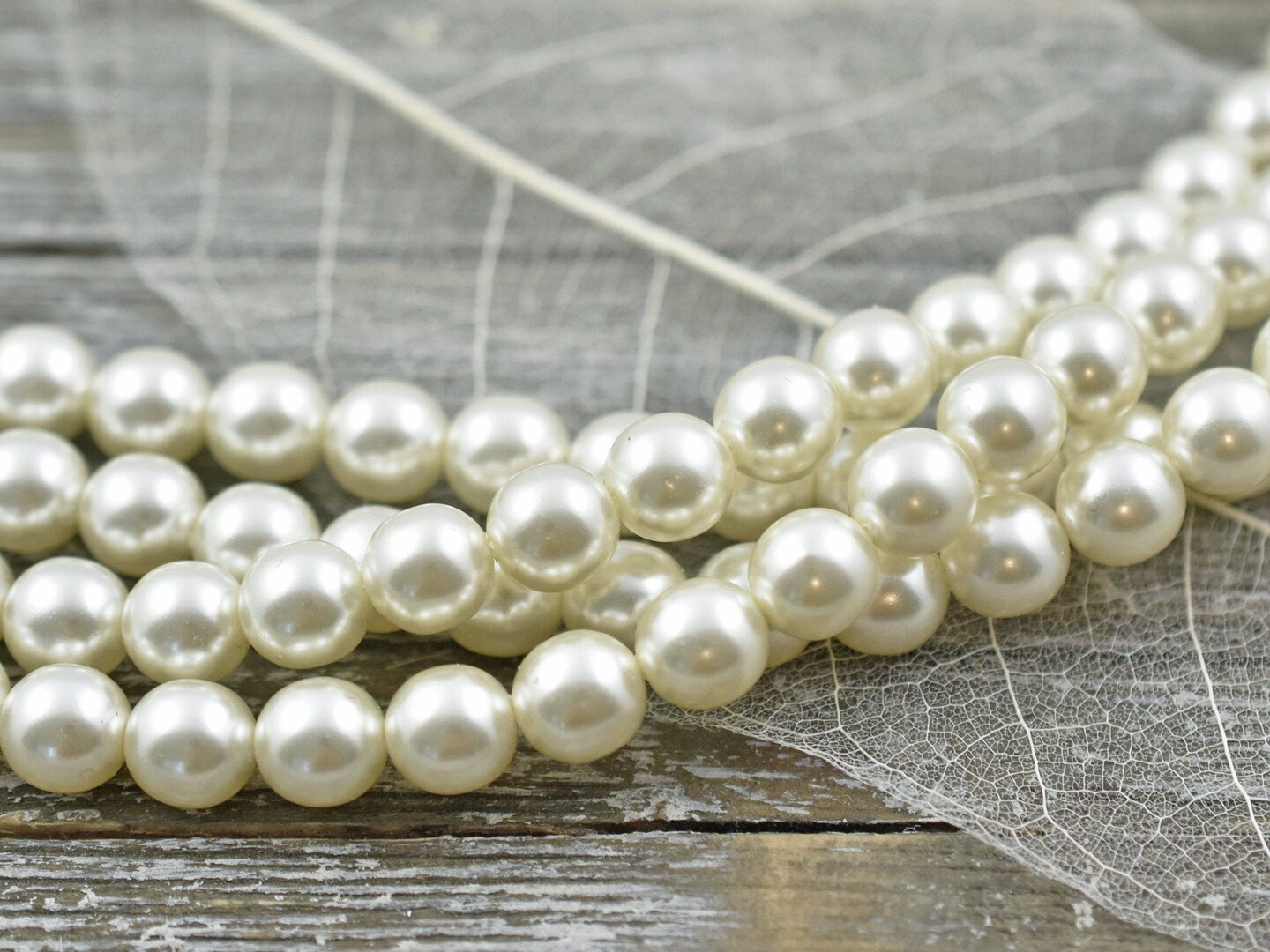Czech Glass White Round Pearl Beads -- Choose Your Size