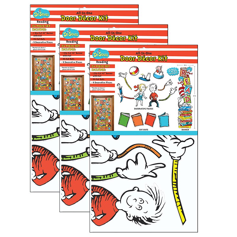 Dr. Seuss&#x2122; Reading All-In-One Door Decor Kit, 34 Pieces Per Set, 3 Sets