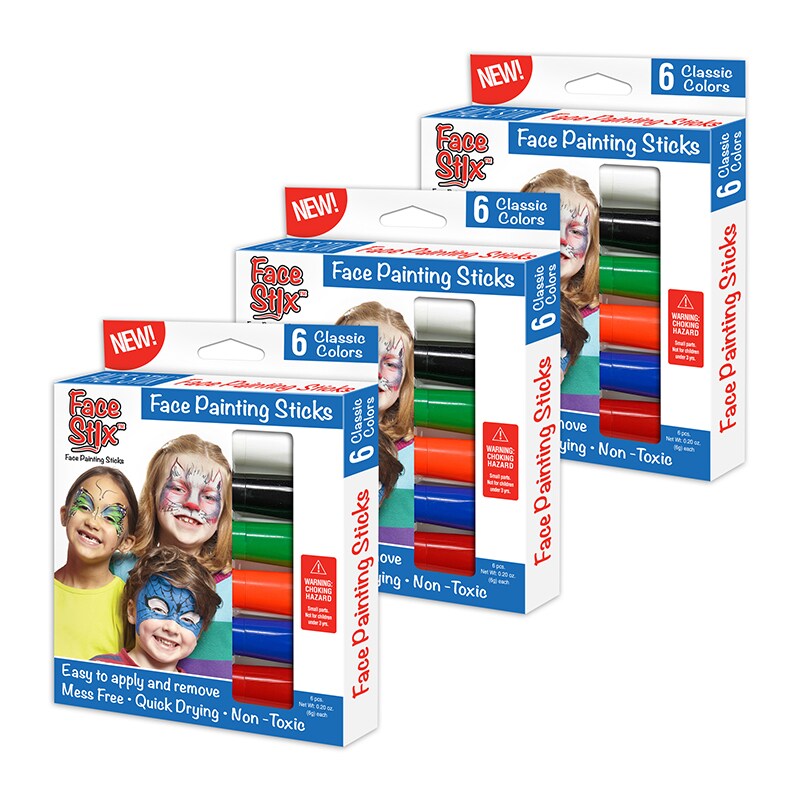 Face Painting Sticks, 6 Colors Per Pack, 3 Packs Michaels