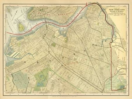 Brooklyn Map Poster Print by Gwendolyn Babbitt - Item # VARPDXBAB236