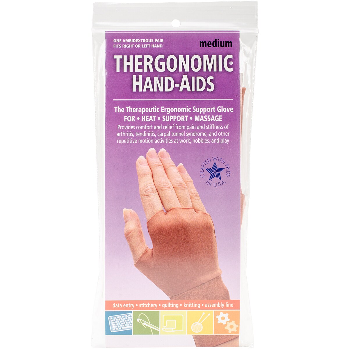 Frank A. Edmunds Thergonomic Hand-Aids Support Gloves 1 Pair-Medium
