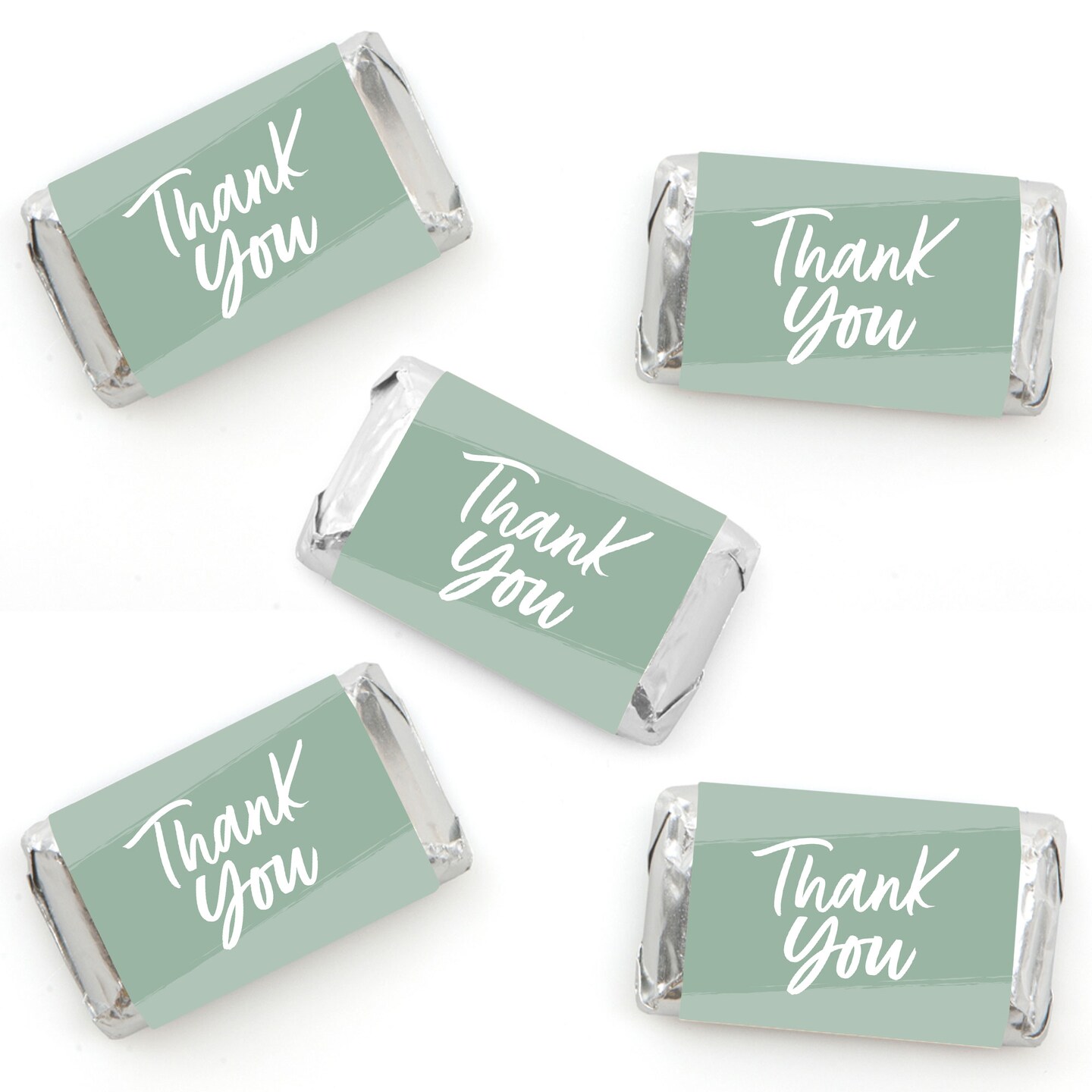 Big Dot of Happiness Sage Green Elegantly Simple - Mini Candy Bar Wrapper Stickers Party Small Favors 40 Ct