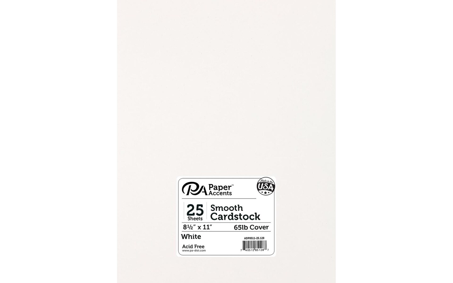 PA Paper Accents Smooth Cardstock 8.5&#x22; x 11&#x22; White, 65lb colored cardstock paper for card making, scrapbooking, printing, quilling and crafts, 25 piece pack