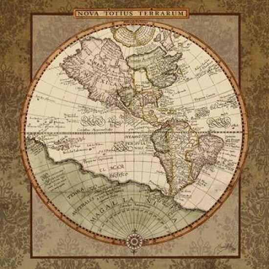 Damask World Map I Poster Print by Elizabeth Medley - Item # VARPDX8564A