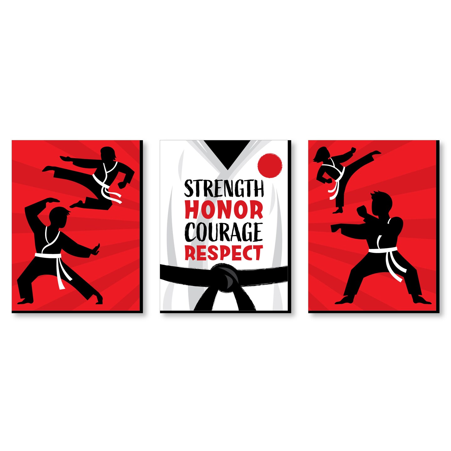 Big Dot of Happiness Karate Master - Martial Arts Wall Art and Kids Room Decor - 7.5 x 10 inches - Set of 3 Prints