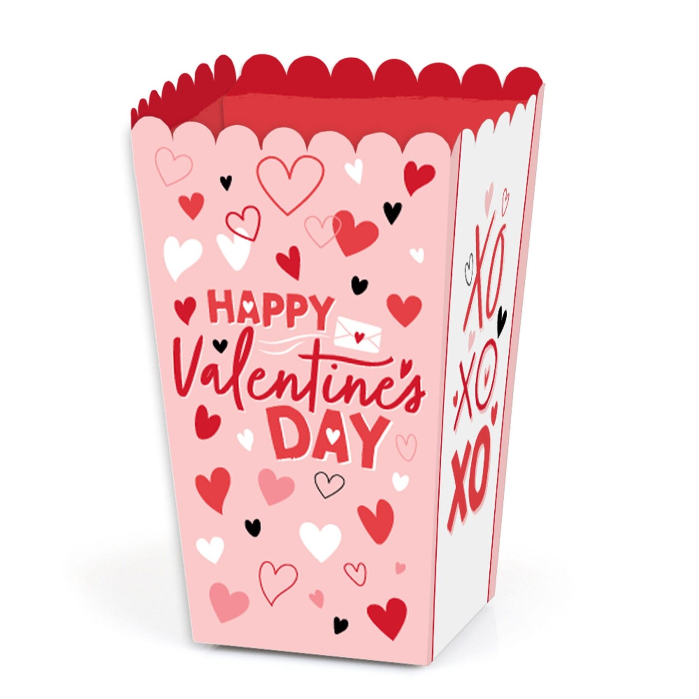 Big Dot of Happiness Happy Valentine&#x27;s Day - Valentine Hearts Party Favor Popcorn Treat Boxes - Set of 12