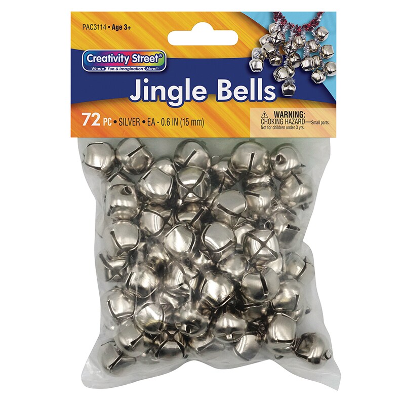 Jingle Bells, Silver, 5/8&#x22;, 72 Count
