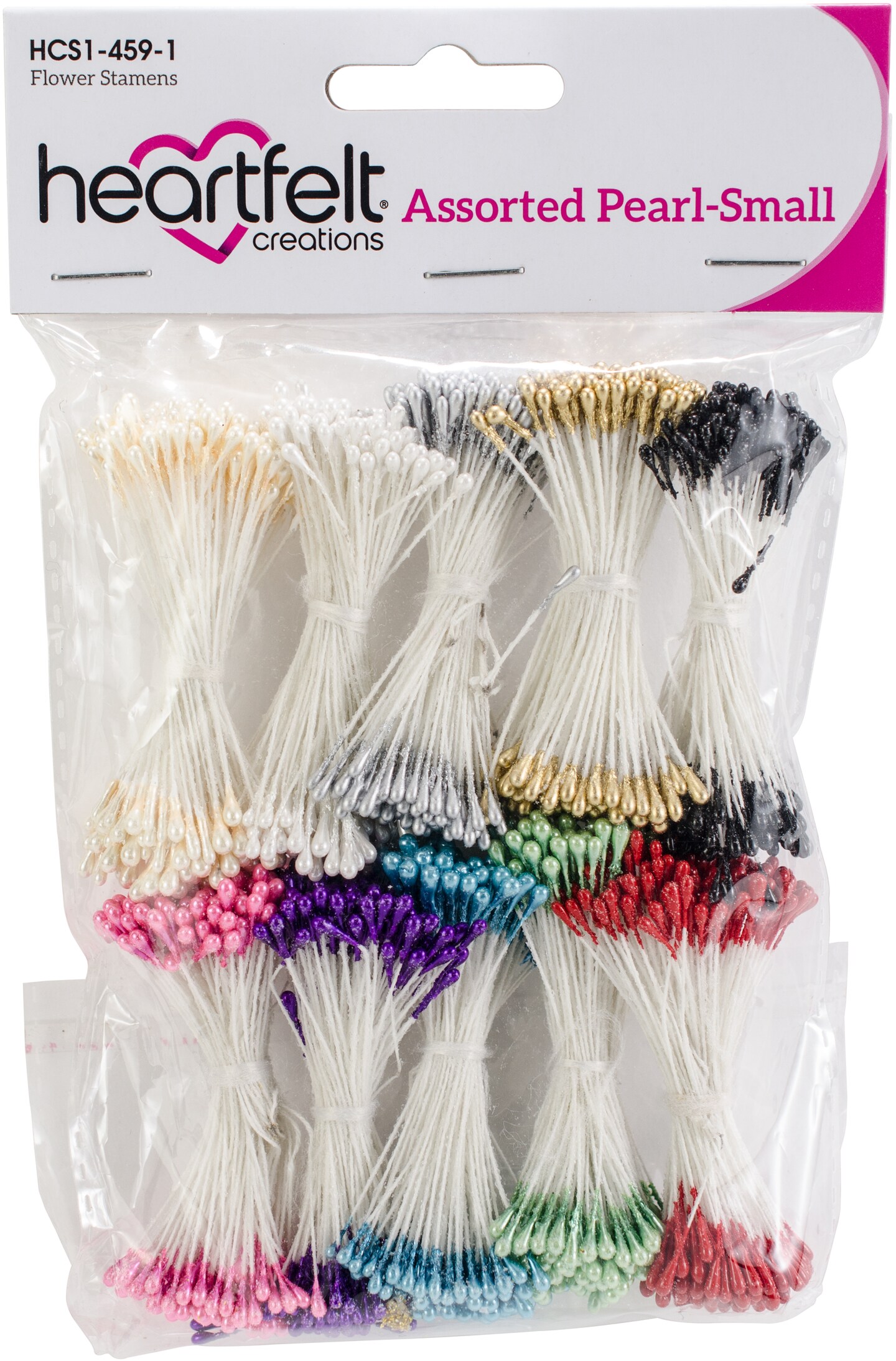 Heartfelt Creations Pearl Stamens Small 10/Pkg-Assorted, 1Mm X 2.25&#x22;