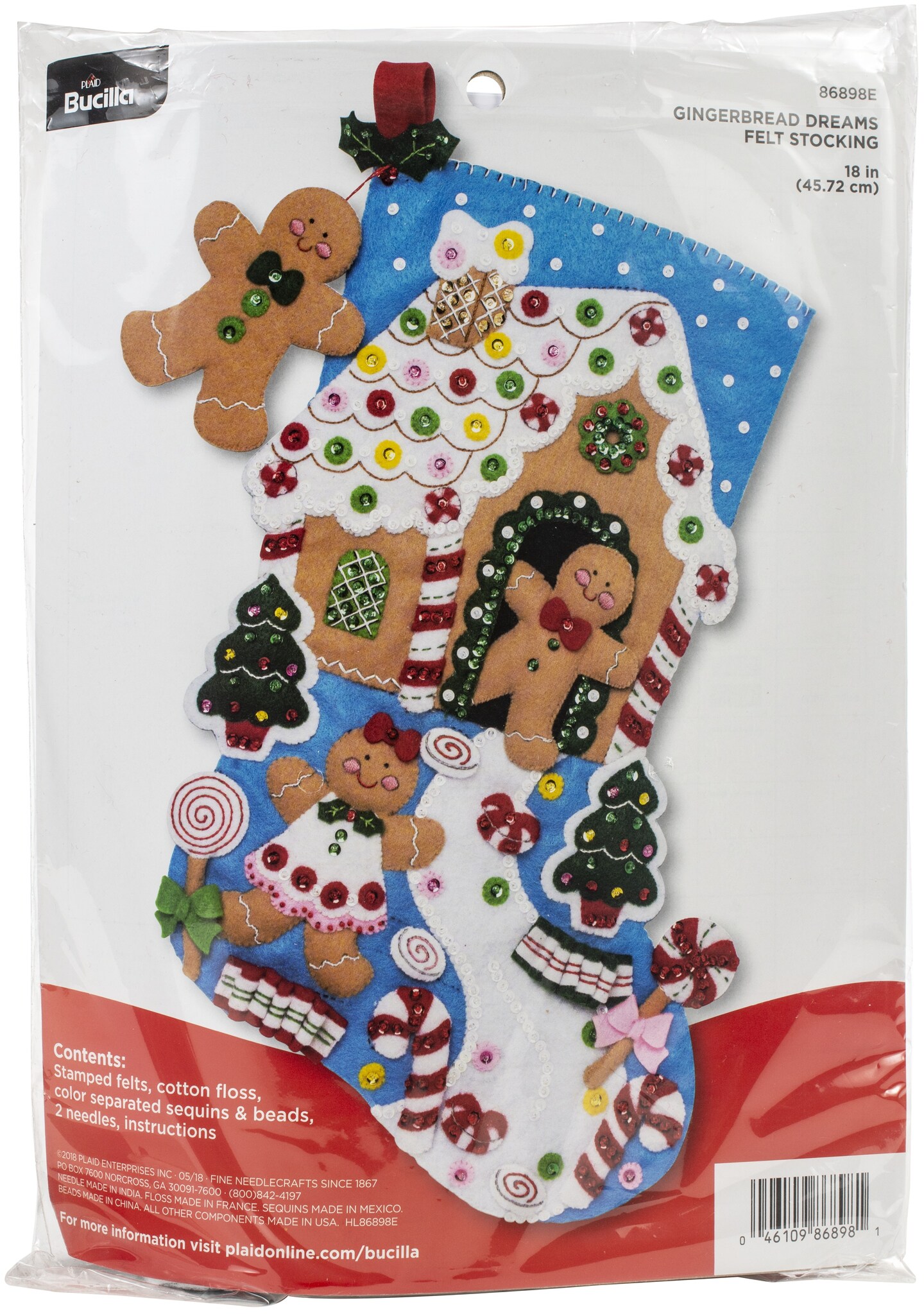 Bucilla Felt Stocking Applique Kit 18" Long-Gingerbread Dreams