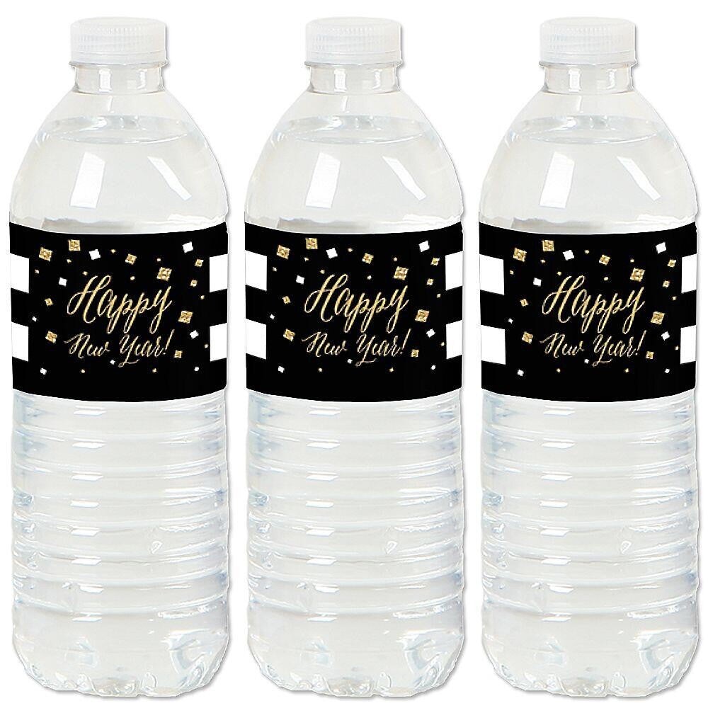 Big Dot of Happiness New Year&#x27;s Eve - Gold - New Years Eve Party Water Bottle Sticker Labels - Set of 20