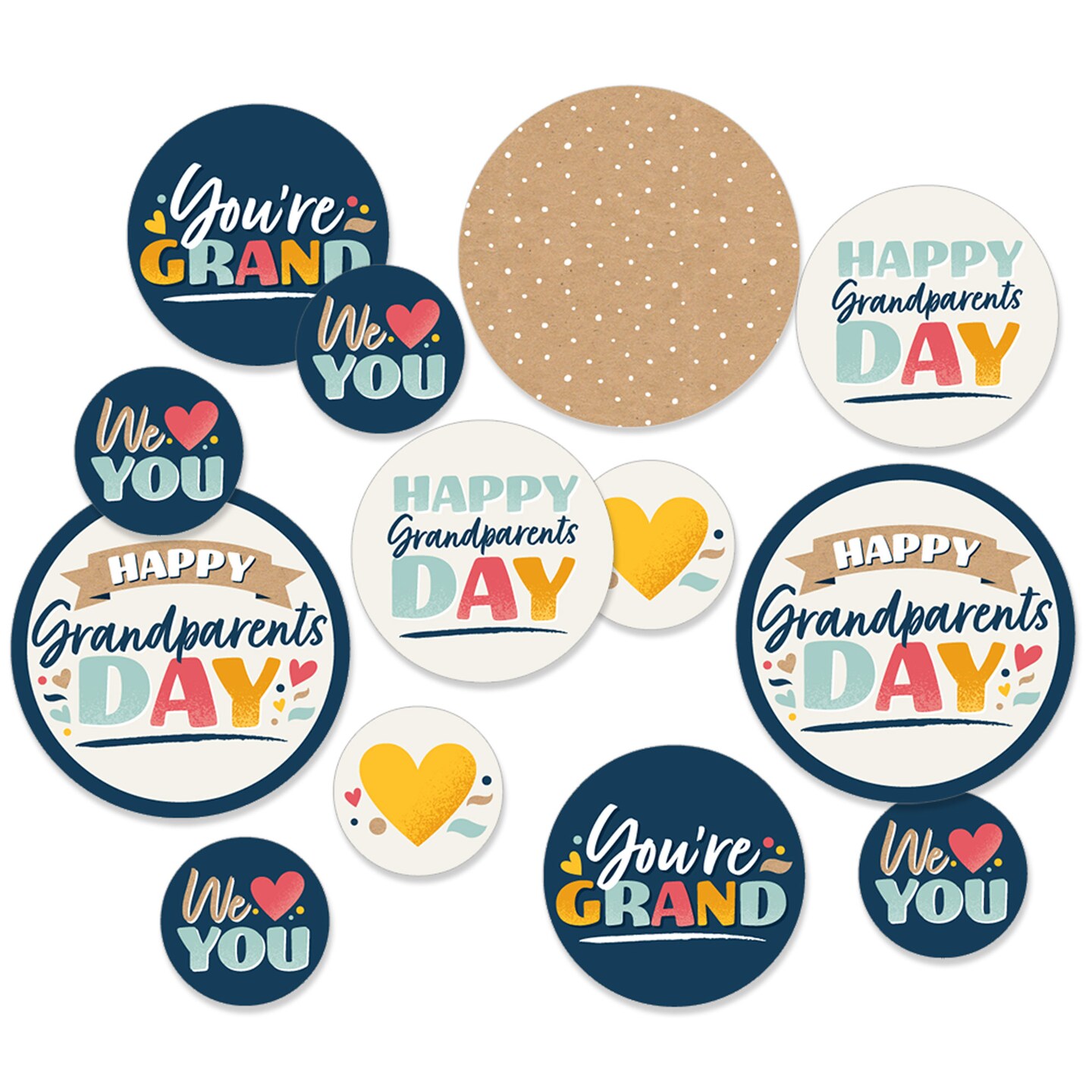 Big Dot of Happiness Happy Grandparents Day - Grandma &#x26; Grandpa Party Giant Circle Confetti - Party Decorations - Large Confetti 27 Count
