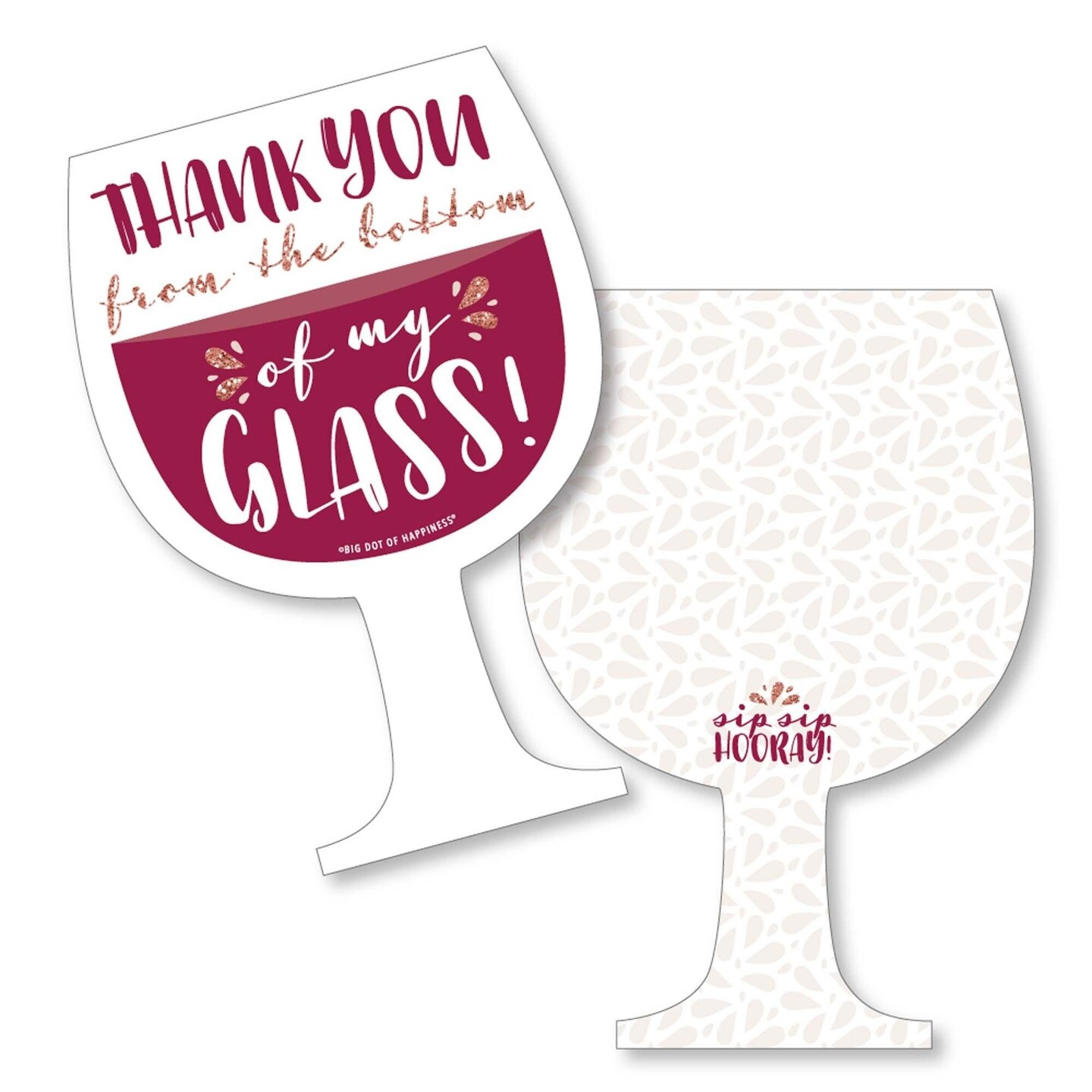 Big Dot of Happiness But First, Wine - Shaped Thank You Cards - Wine Tasting Party Thank You Note Cards with Envelopes - Set of 12