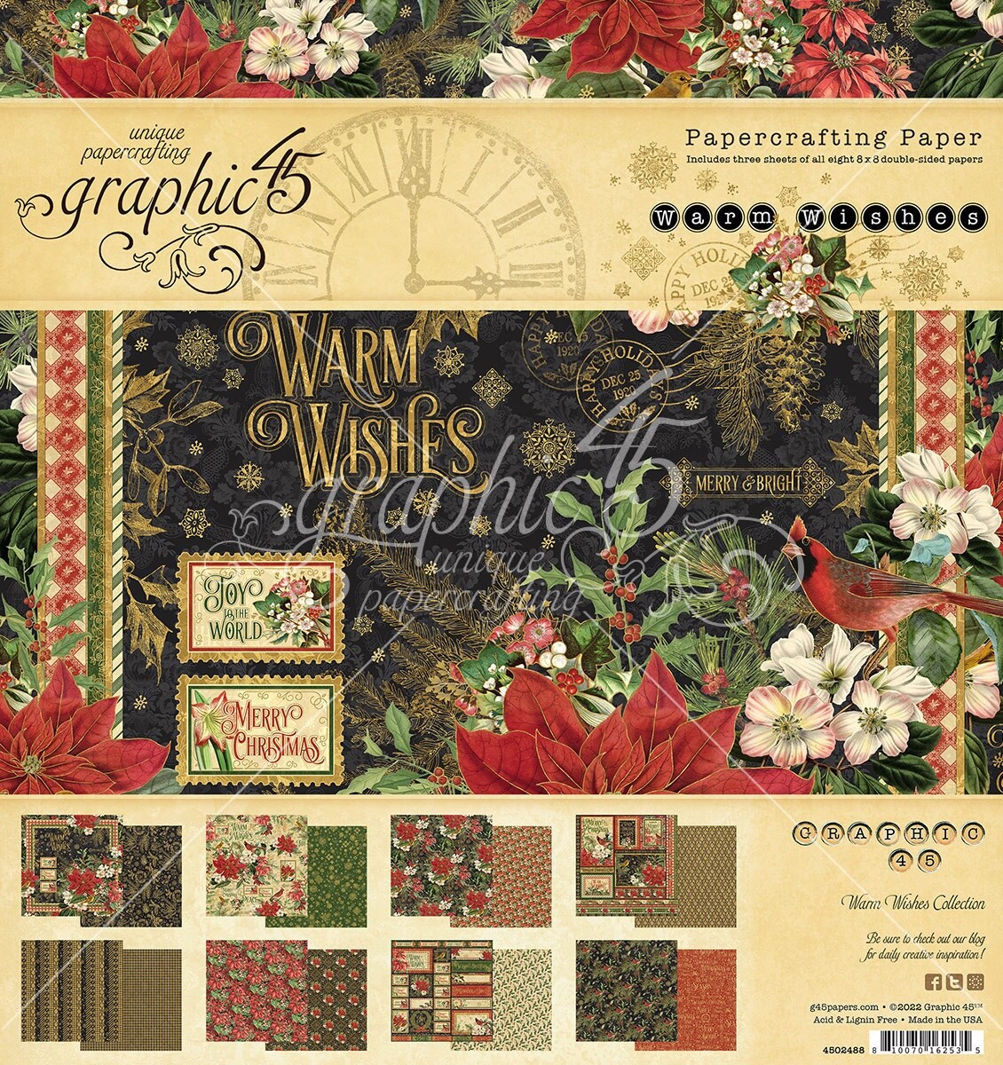 Graphic 45 Double-Sided Paper Pad 8&#x22;X8&#x22; 24/Pkg-Warm Wishes