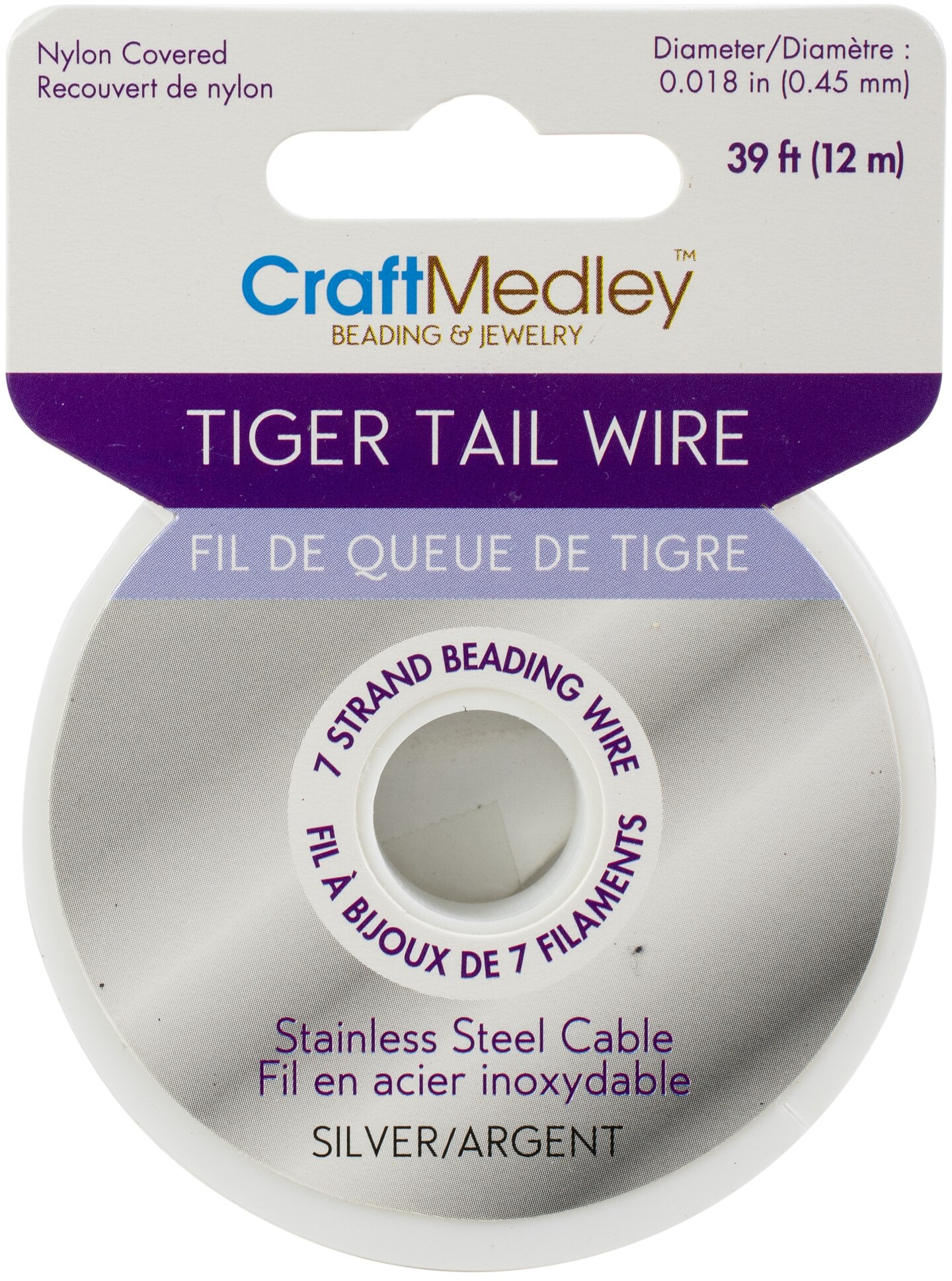 Craft Medley Tiger Tail Beading Wire 7-Strand .45mmx39'-Silver