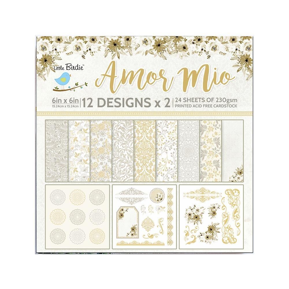 Little Birdie Cardstock 6&#x22;X6&#x22; 24/Pkg-Amor Mio