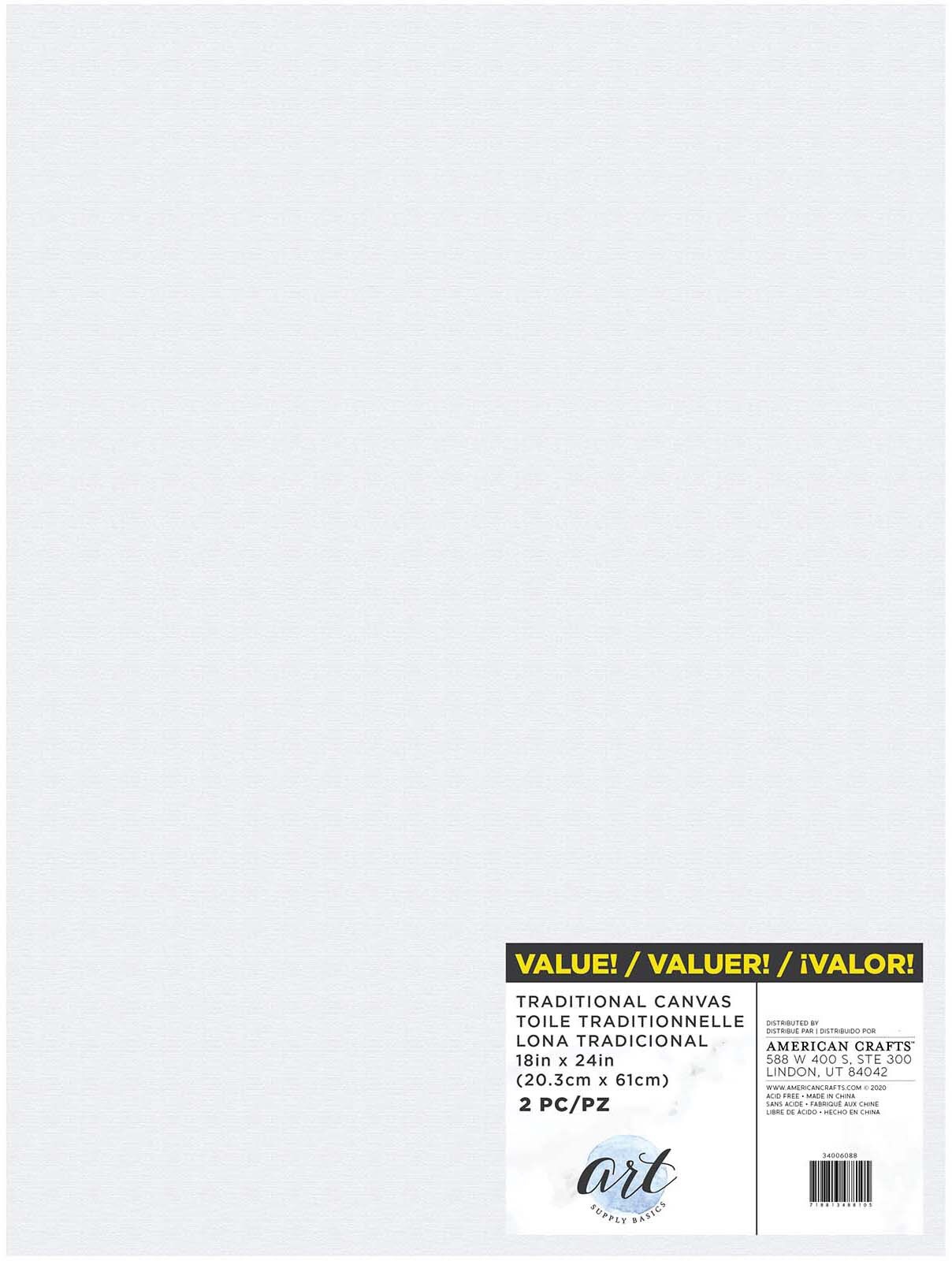 Art Supply Basics Stretched Canvas 2/Pkg-18&#x22;X24&#x22;