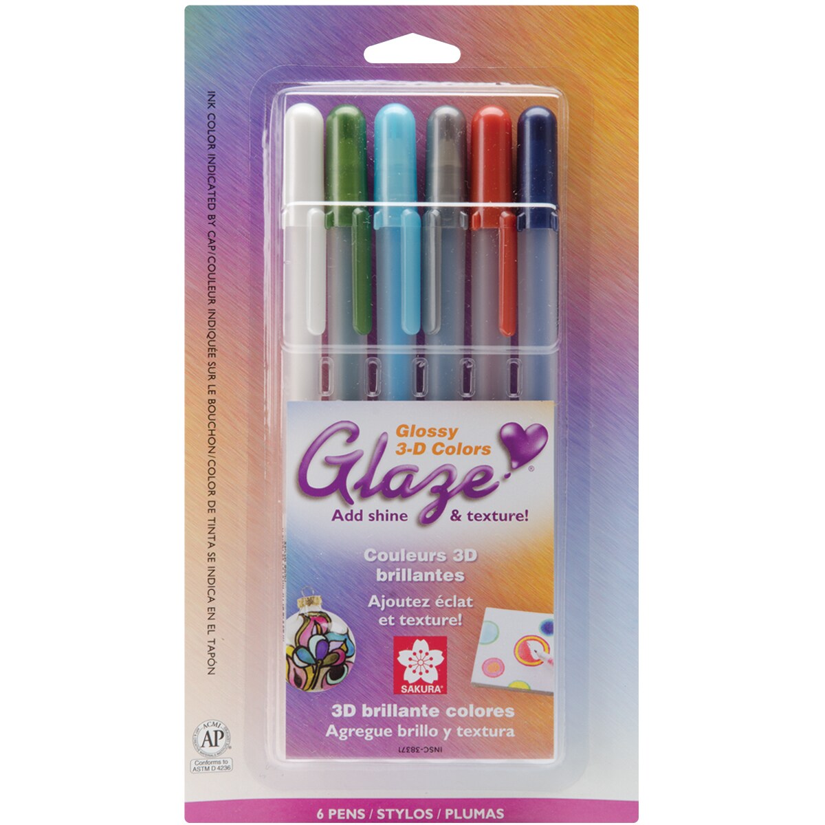 Sakura Gelly Roll Glaze Bold Point Pens 6/Pkg-Assorted Colors