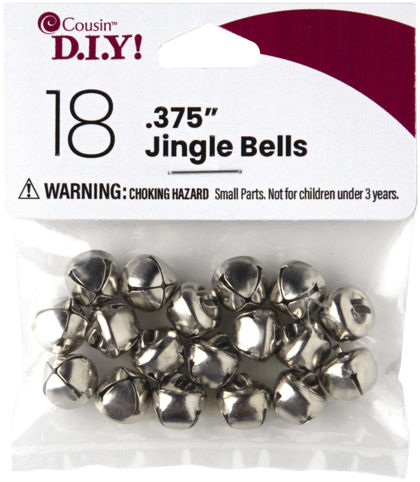 CousinDIY Jingle Bells .375&#x22; 18/Pkg-Silver