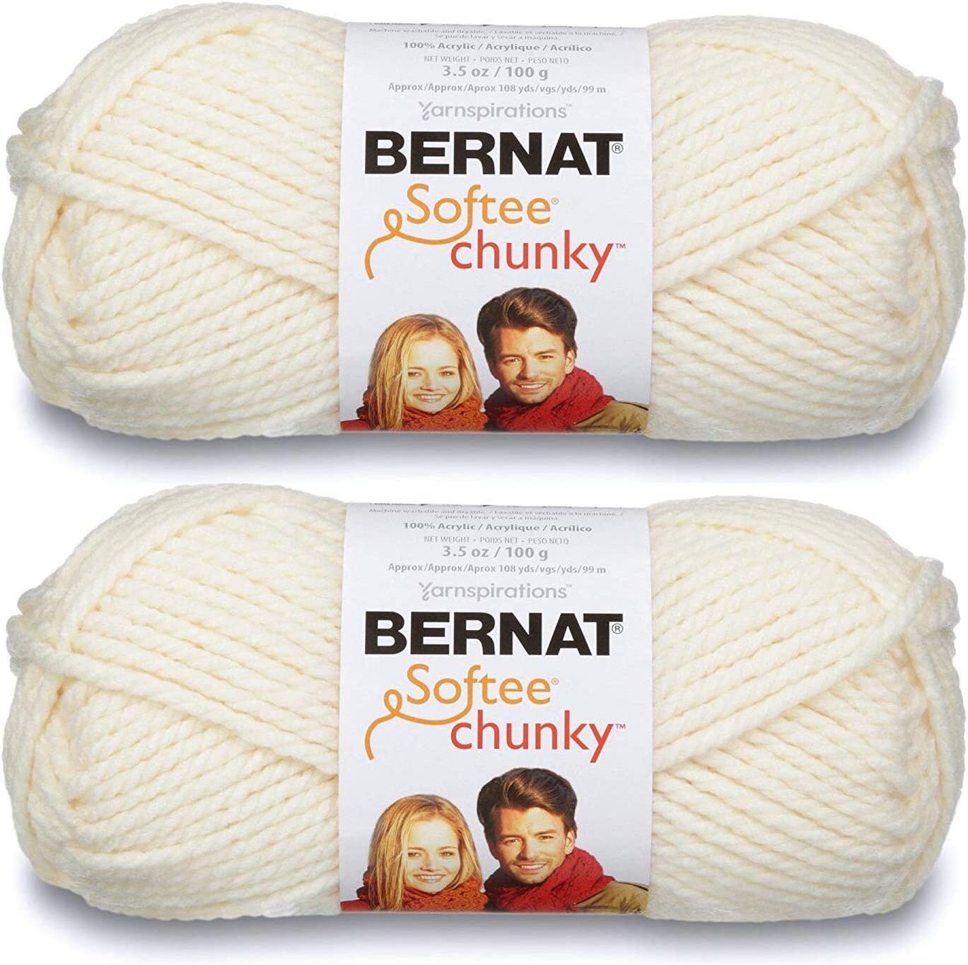 Pack of 2) Bernat Softee Chunky Yarn-Natural