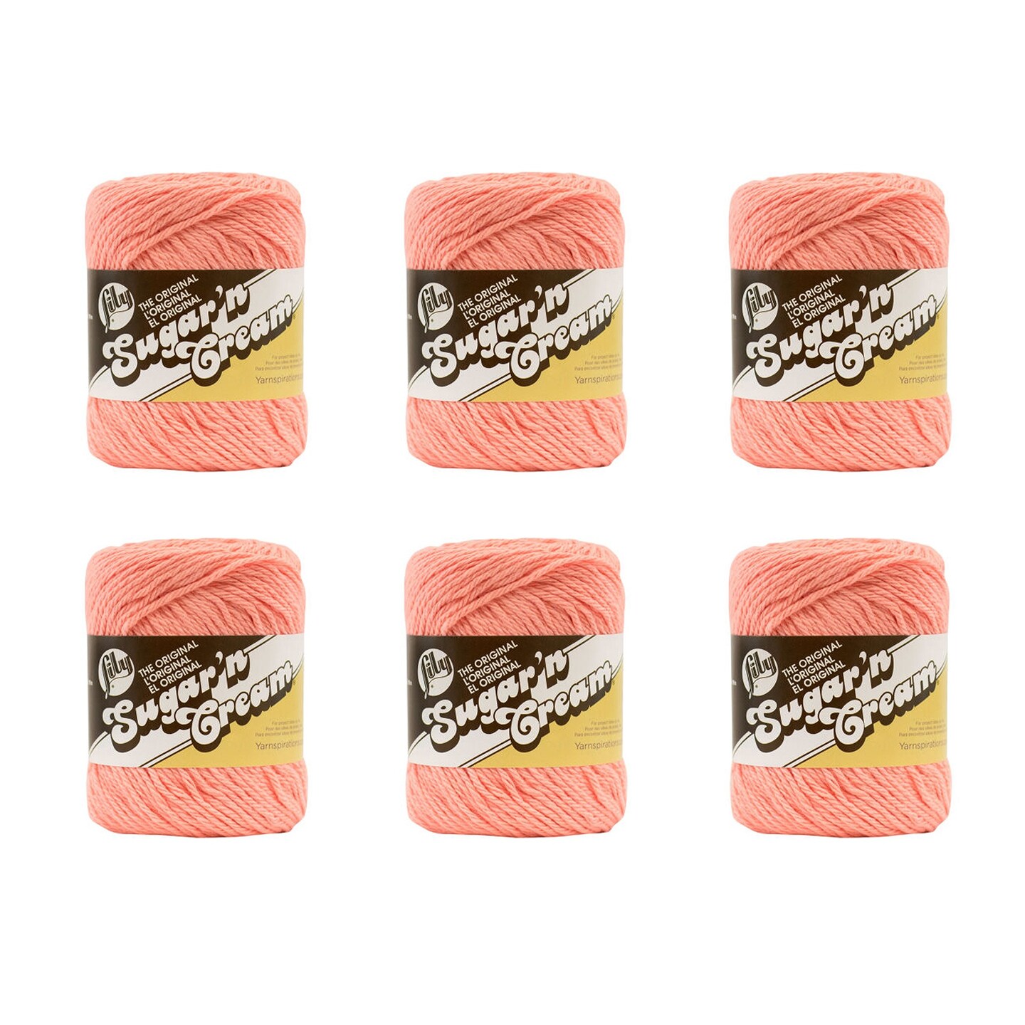 Lily Sugar'N Cream Tea Rose Yarn - 6 Pack of 71g/2.5oz - Cotton - 4 Medium  (Worsted) - 120 Yards - Knitting/Crochet
