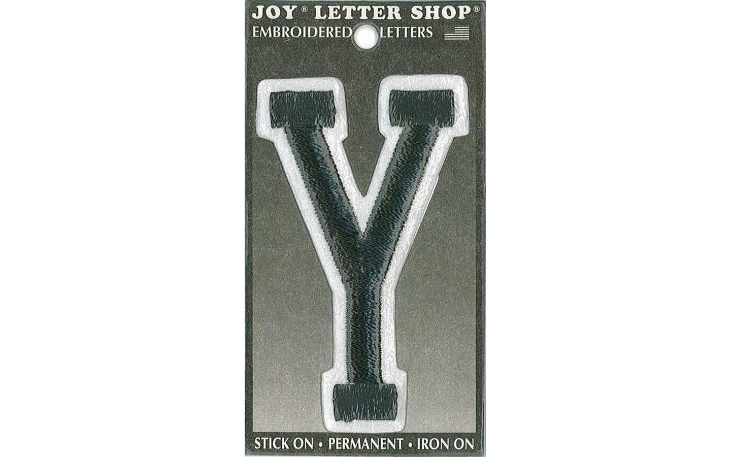 Joy Applique Letter Iron On Varsity 3&#x22; Black Y