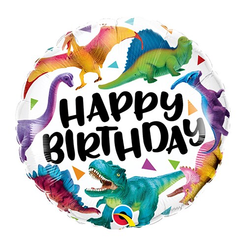 18&#x22; Birthday Colorful Dinosaurs Foil Balloon