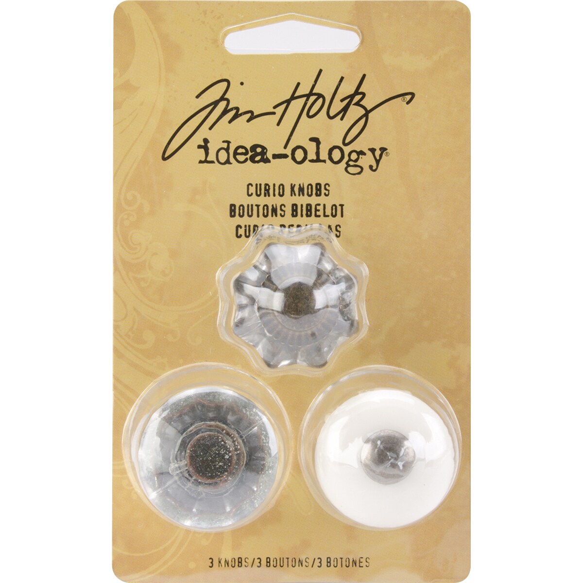 Idea-Ology Curio Knobs 1&#x22;X.875&#x22;-3/Pkg