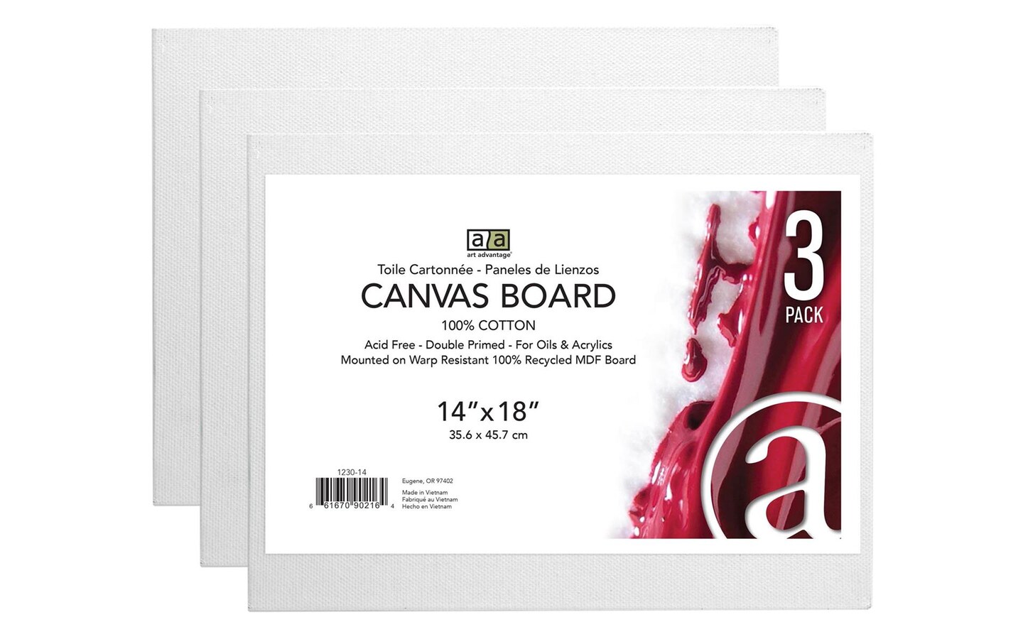 Art Advantage Canvas Board Recycled MDF 14x18 3pc