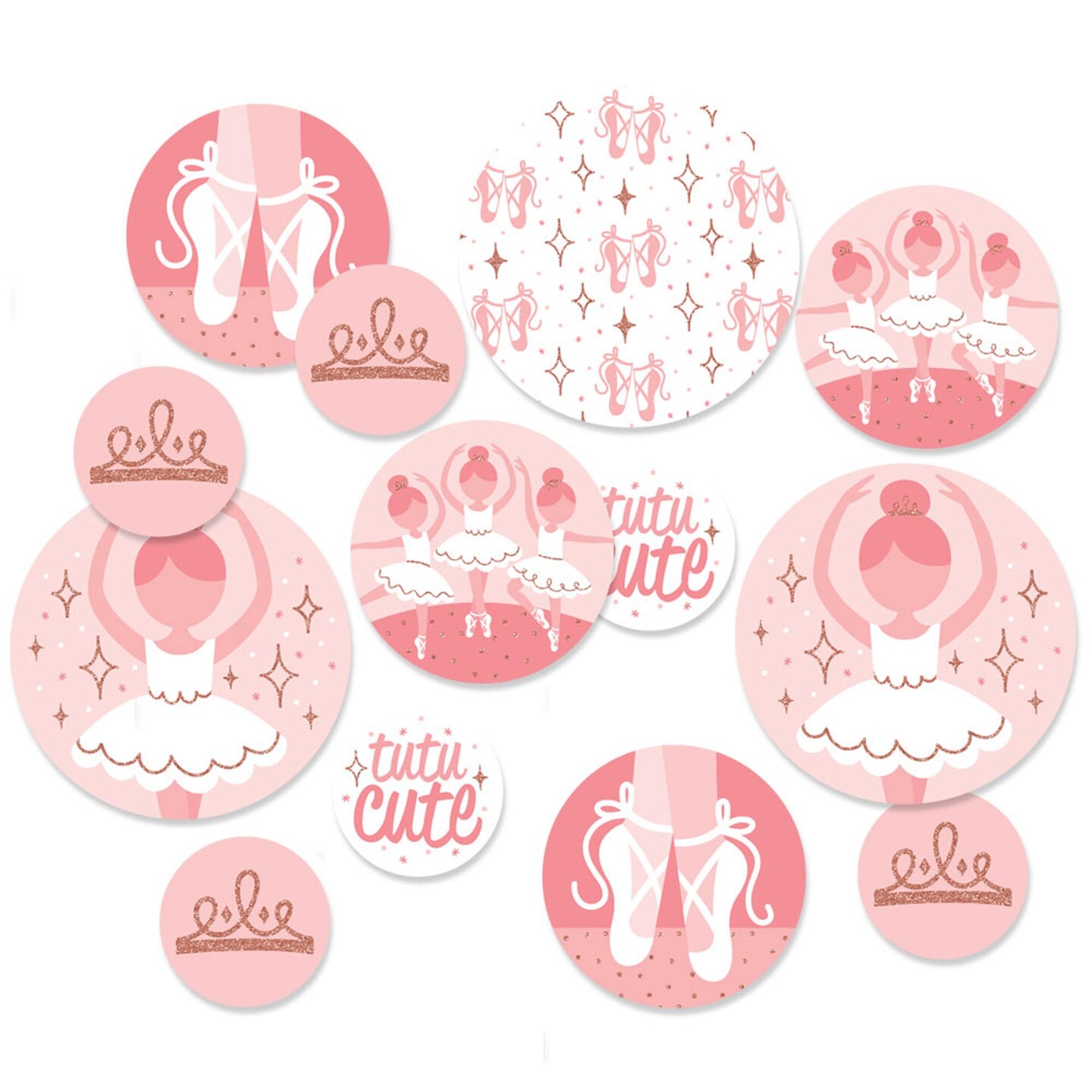 Big Dot of Happiness Tutu Cute Ballerina - Ballet Birthday Party or Baby Shower Giant Circle Confetti - Party Decorations - Large Confetti 27 Count