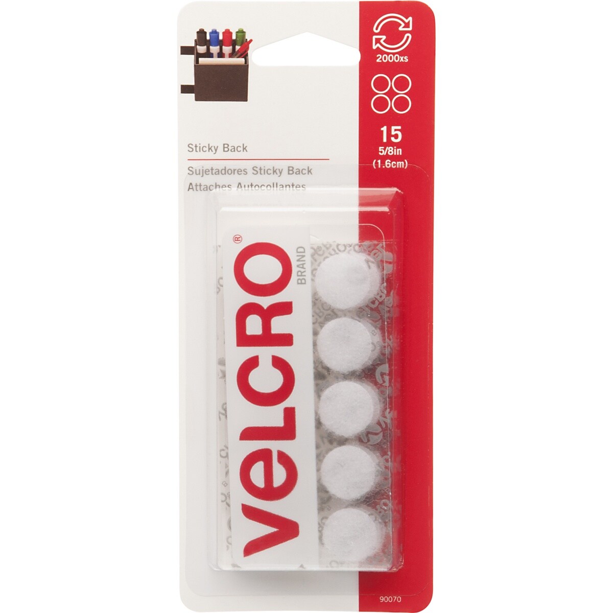 Multipack of 06 - VELCRO(R) Brand Sticky Back Coins .625" 15/Pkg-White