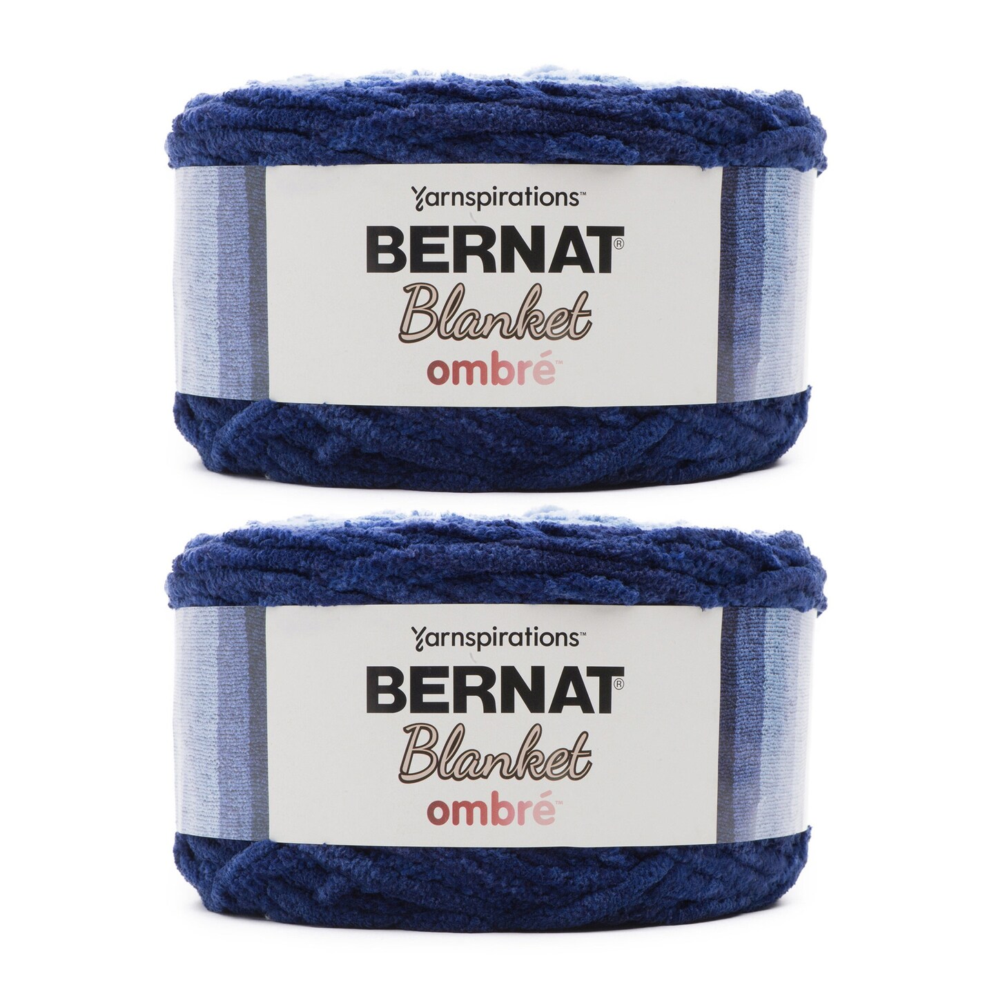 Bernat Blanket Ombre Navy Ombre Yarn - 2 Pack of 300g/10.5oz - Polyester - 6 Super Bulky - 220 Yards - Knitting/Crochet