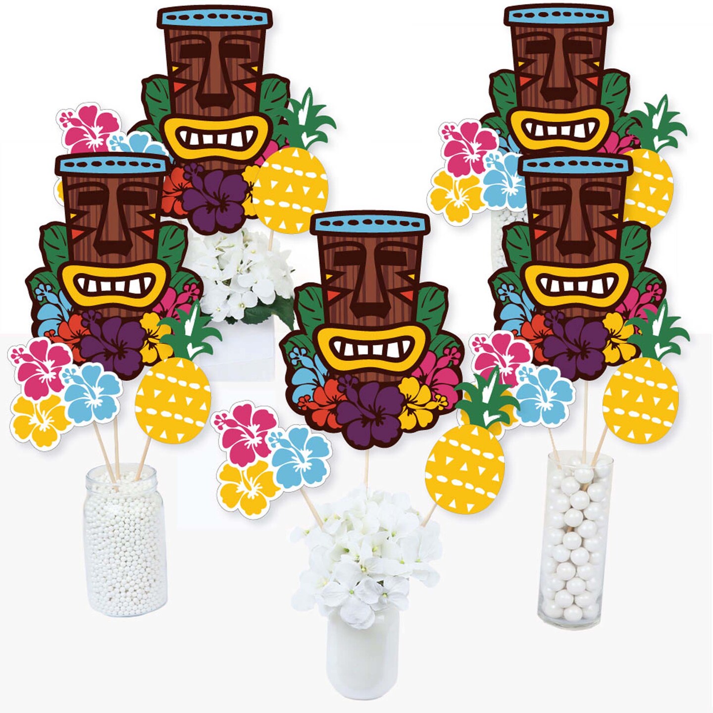 Big Dot Of Happiness Tiki Luau Tropical Hawaiian Summer Party Centerpiece Sticks Table 1375