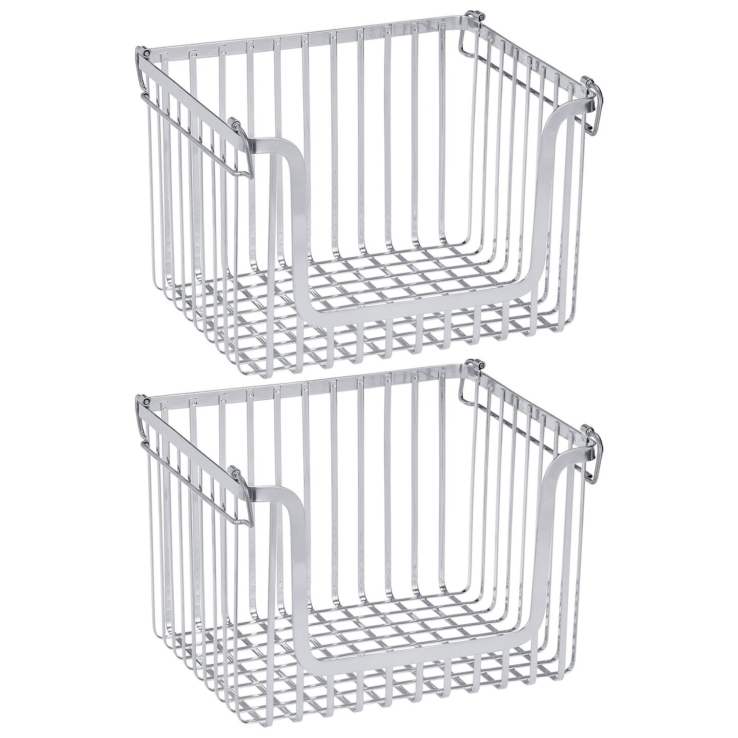 mDesign Stackable Food Organizer Storage Basket, Open Front 2 Pack