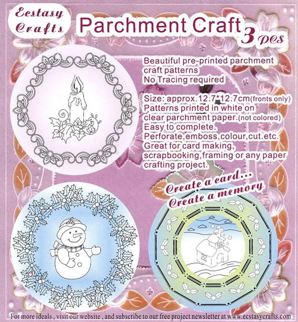 Ecstasy Crafts 3 Parchment Patterns -Christmas
