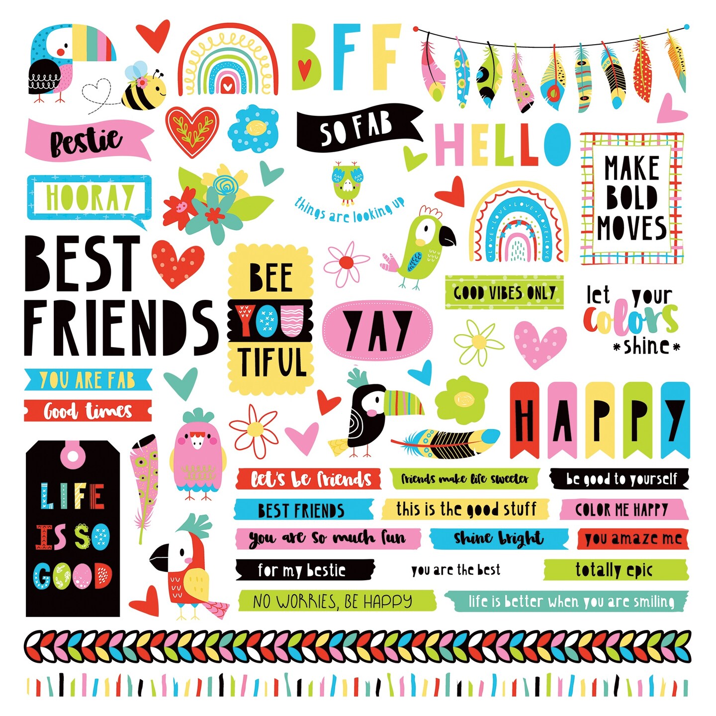 Birds Of A Feather Stickers 12&#x22;X12&#x22;-Elements
